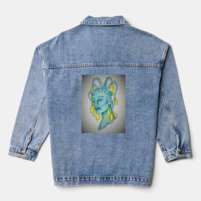 female alien concept denim jacket (Back)
