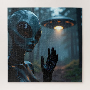 Female Alien Extraterrestrial and UFO Jigsaw Puzzle