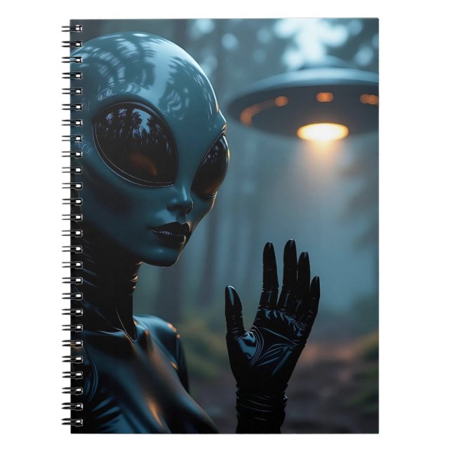 Female Alien Extraterrestrial and UFO Notebook (Front)