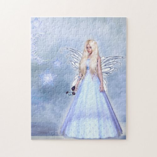 Female angel in blue jigsaw puzzle