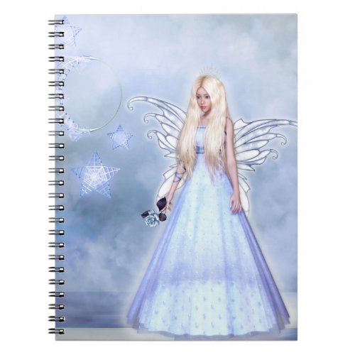 Female angel in blue notebook
