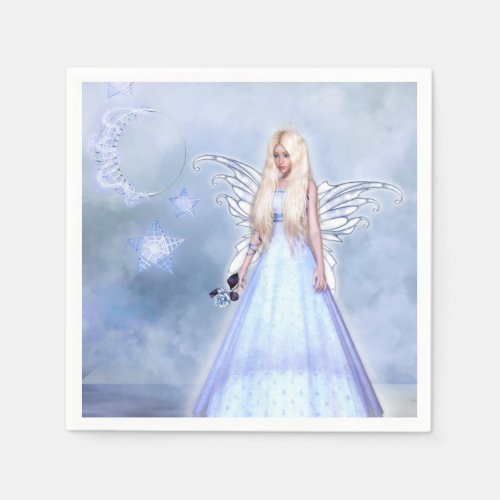 Female angel in blue paper napkins