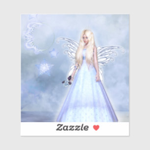 Female angel in blue sticker