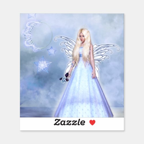 Female angel in blue sticker