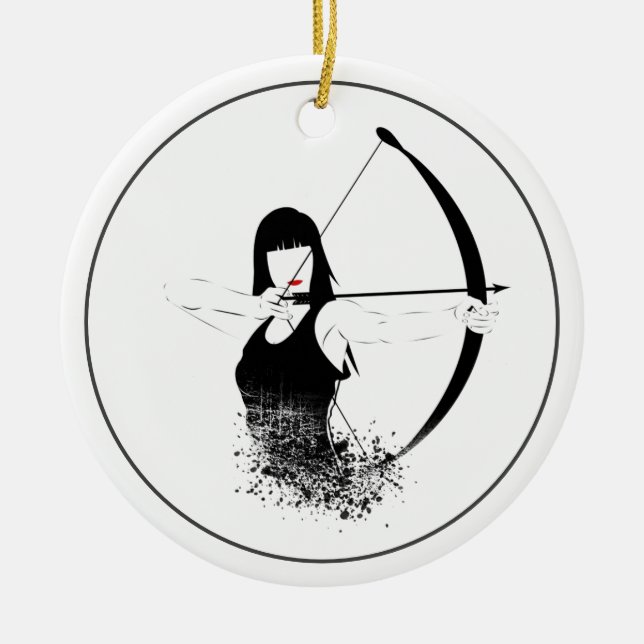 Female Archer Ceramic Ornament (Front)
