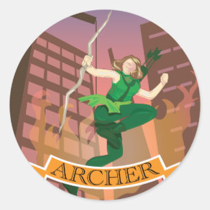 Female Archer Illustration Sticker