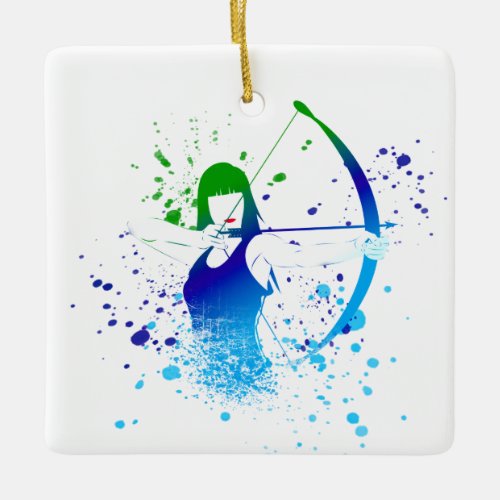 Female Archer Paint Splash Ceramic Ornament