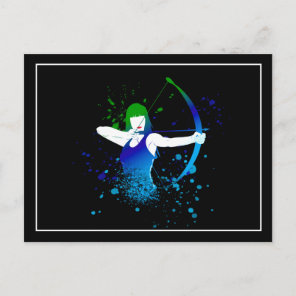 Female Archer Paint Splash Postcard