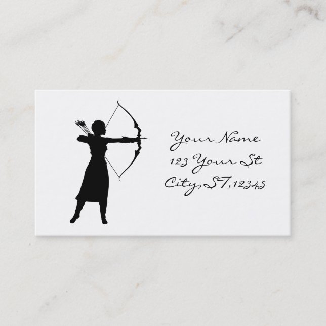 Female Archer Silhouette Thunder_Cove Business Card (Front)