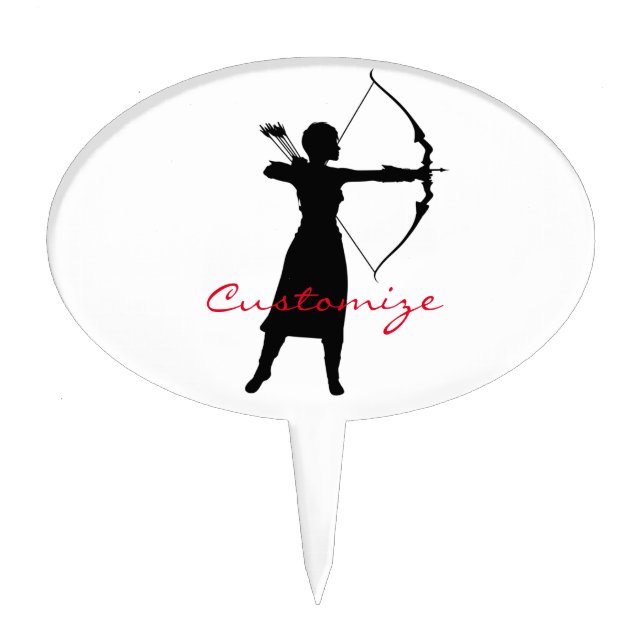 Female Archer Silhouette Thunder_Cove Cake Topper (Front)
