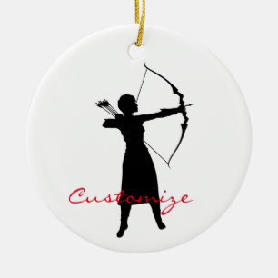 Female Archer Silhouette Thunder_Cove Ceramic Ornament