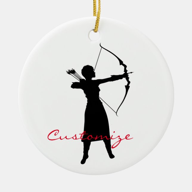 Female Archer Silhouette Thunder_Cove Ceramic Ornament (Front)