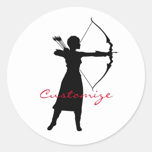 Female Archer Silhouette Thunder_Cove Classic Round Sticker (Front)