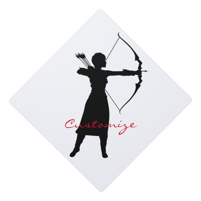 Female Archer Silhouette Thunder_Cove Graduation Cap Topper (Front)