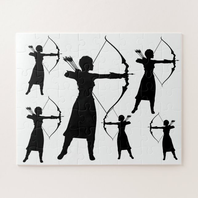 Female Archer Silhouette Thunder_Cove Jigsaw Puzzle (Horizontal)