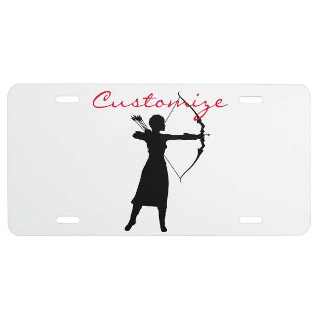 Female Archer Silhouette Thunder_Cove License Plate (Front)