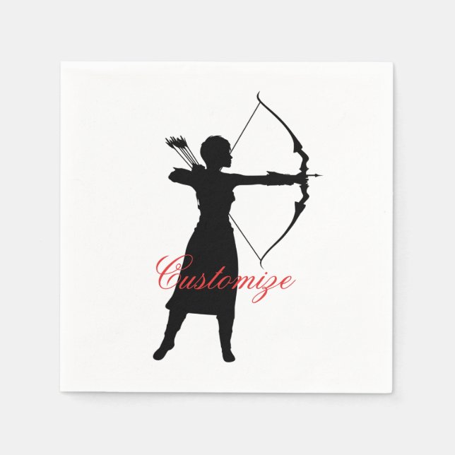 Female Archer Silhouette Thunder_Cove Napkins (Front)