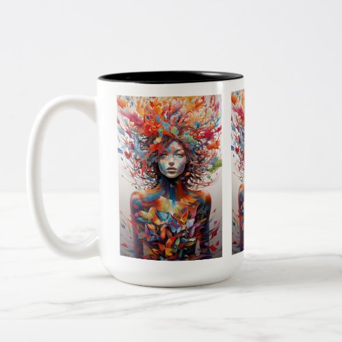 Female Artistic Mug Telekinetics 15oz Coffee Two_Tone Coffee Mug