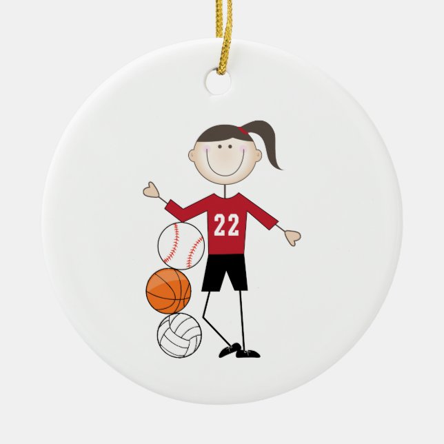Female Athlete Ceramic Ornament (Front)