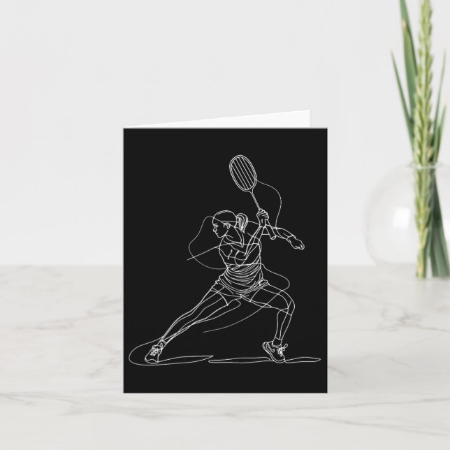 Female Badminton Player Drawing Shuttle Game For G Card (Front)