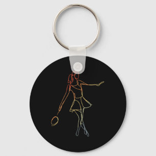 Female Badminton Player Sketch Shuttle Game For Gi Keychain