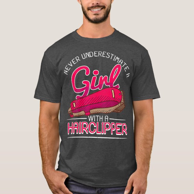 Female Barber Gift Girl With Hair Clipper Barber T-Shirt (Front)