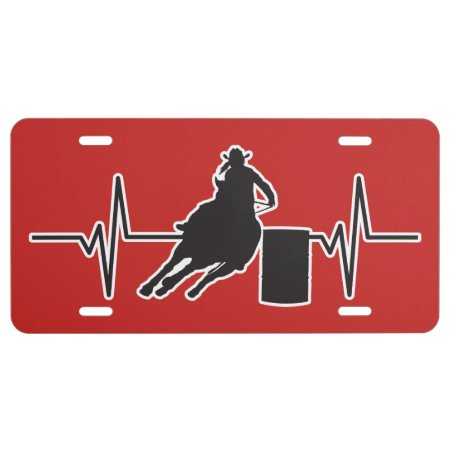Female Barrel Racer - Heartbeat Pulse Graphic License Plate