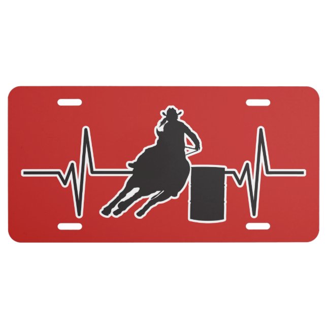 Female Barrel Racer - Heartbeat Pulse Graphic License Plate (Front)