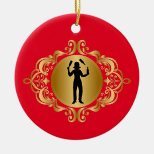 Female Bartender Silhouette Christmas Ornament