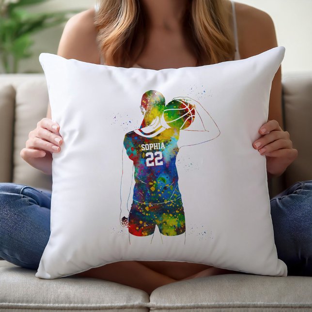 Female Basketball Player Throw Pillow (Creator Uploaded)