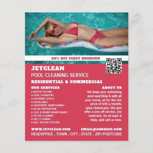 Female Bather Portrait Swimming Pool Cleaning Flyer