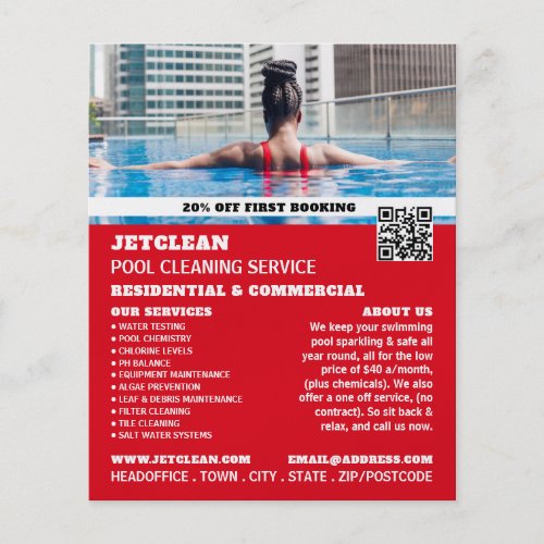 Female Bather Portrait Swimming Pool Cleaning Flyer