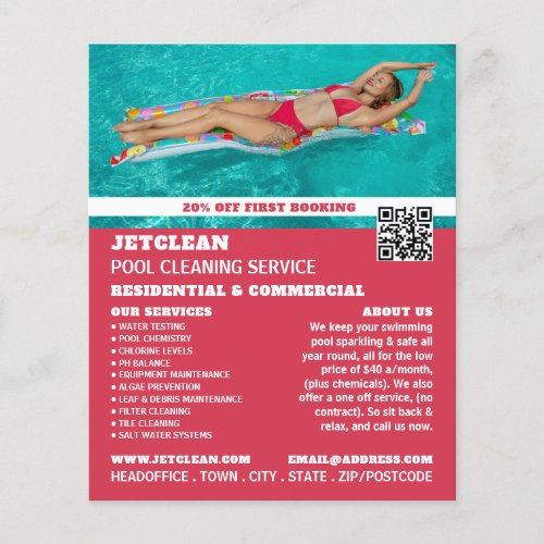 Female Bather Portrait Swimming Pool Cleaning Flyer