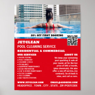 Female Bather Portrait, Swimming Pool Cleaning Poster