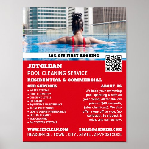 Female Bather Portrait Swimming Pool Cleaning Poster