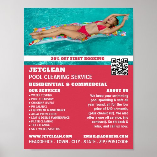 Female Bather Portrait Swimming Pool Cleaning Poster