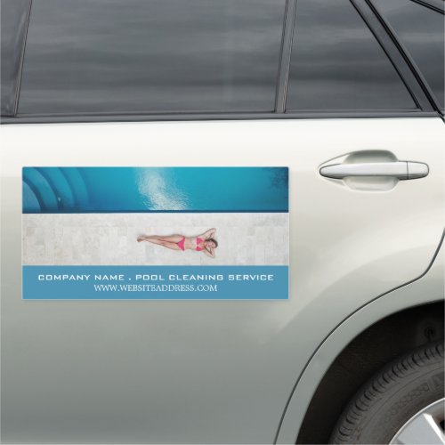 Female Bather Swimming Pool Cleaning Service Car Magnet