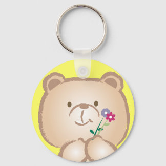 female bear bring flowers keychain
