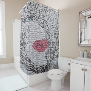 Female Beauty Shower Curtain Mosaic Water Color