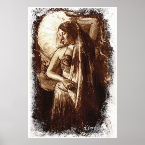 Female Belly Dancer with a Veil Poster