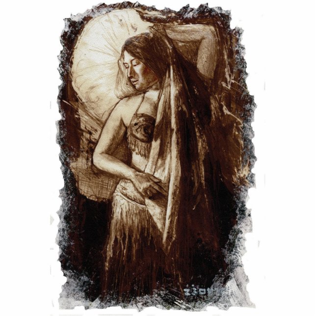 Female Belly Dancer with a Veil Sculpture (Front)