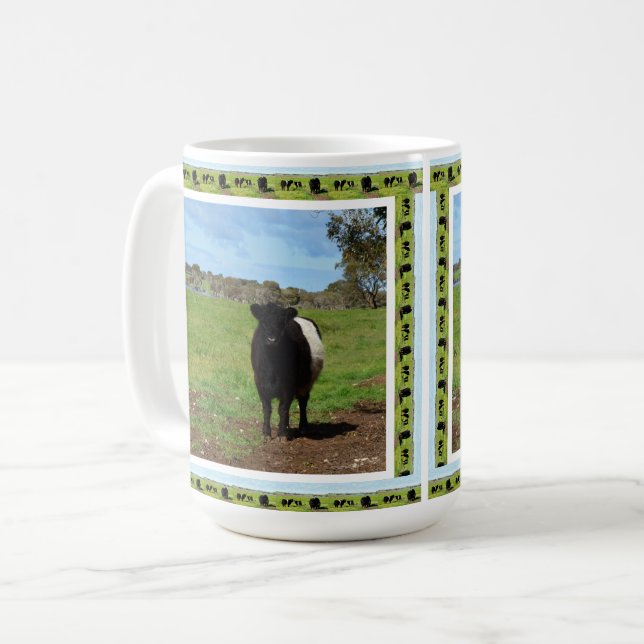 Female Belted Galloway Cow Framed, Coffee Mug (Front Left)
