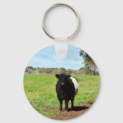 Female Belted Galloway Cow Keychain