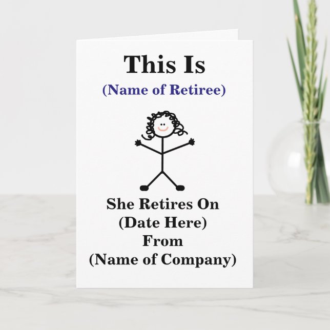 Female Big Sticklady Retirement Card Customize It! (Front)