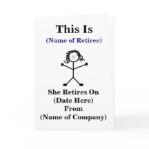 Female Big Sticklady Retirement Card Customize It!