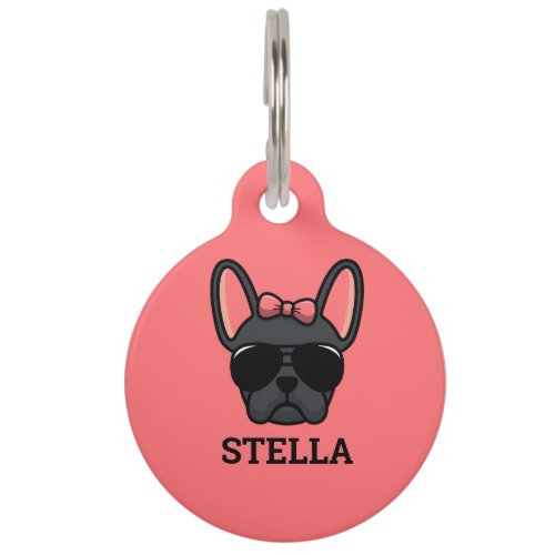 Female Black French Bulldog Pet ID Tag