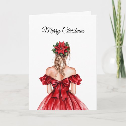 Female Blond Dress Christmas Card