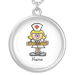 Female Blonde Nurse Necklace   Customize With Name