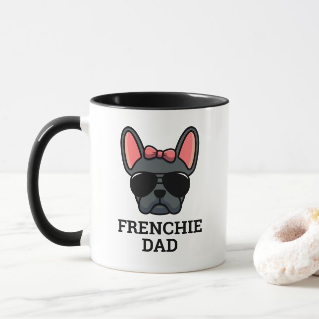 Female Blue French Bulldog Frenchie Dog Dad Mug (With Donut)