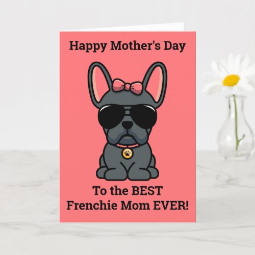Female Blue French Bulldog Mothers Day Card
